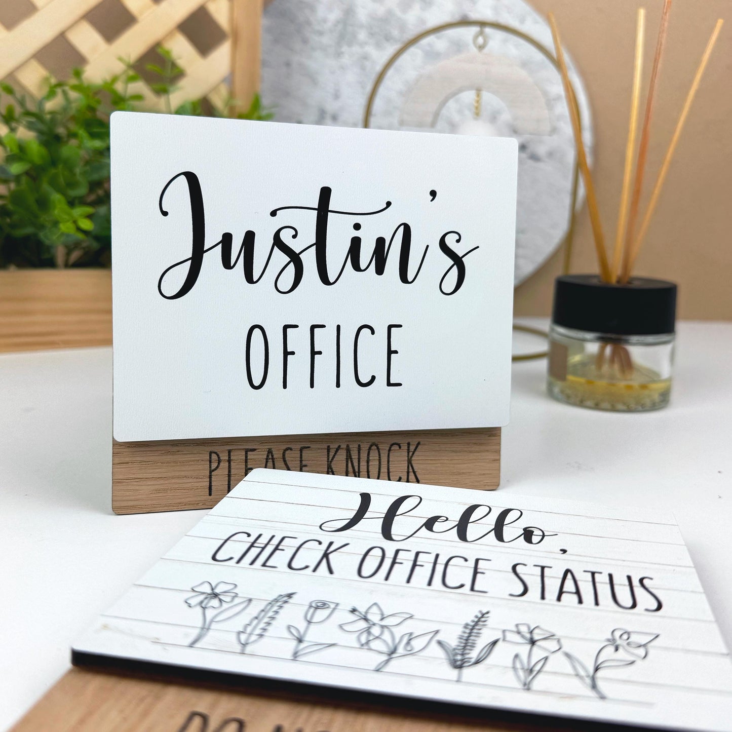 Custom Office Door Sign, Rotating Status Plate, Professional Business Gifts, Personalized Name Sign, Home Office Decor