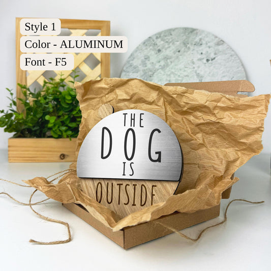Personalized Dog In/Out Sign, The Cat is Inside/Outside Door Reminder, Engraved Pet Feeding Reminder, Custom Dog Meal Tracker