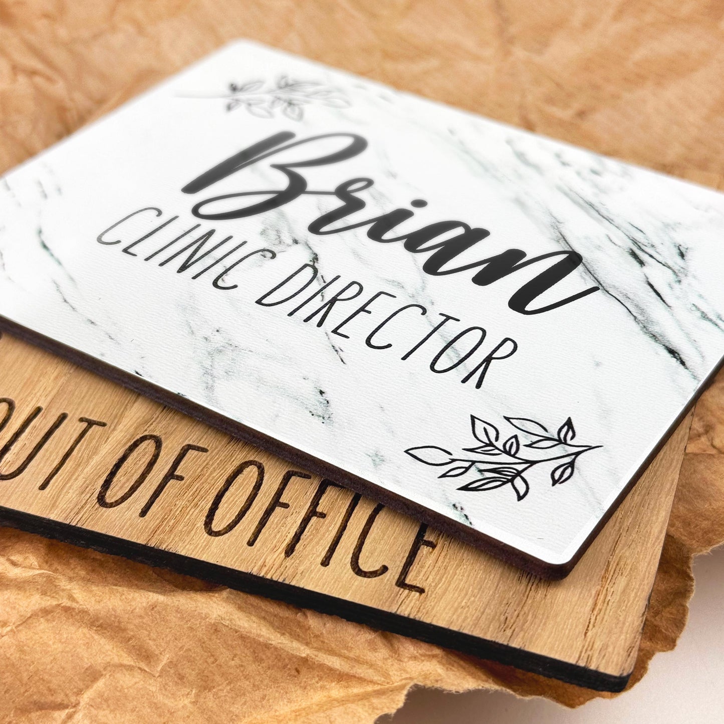 Engraved Rotating Door Sign for Clinic Director - Personalized Status Indicator, Professional Office Decor
