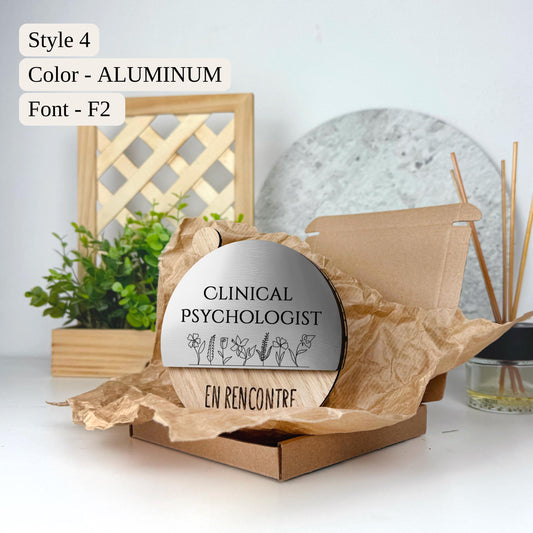 Personalized Clinical Psychologist Door Plaque, Custom Office Name Plate, Rotating Status Sign for Professional Spaces