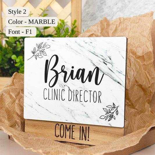 Engraved Rotating Door Sign for Clinic Director - Personalized Status Indicator, Professional Office Decor